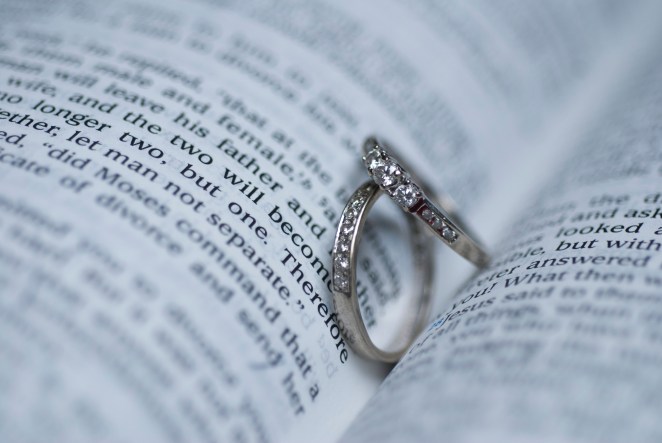 engagement rings on Bible